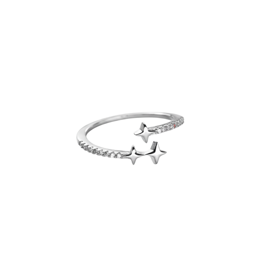 Triple Star Open CZ Ring