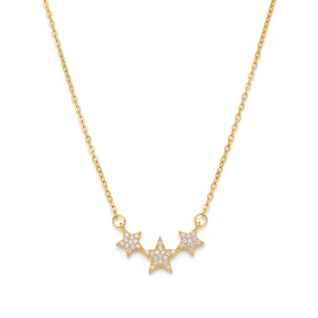 Triple Crystal Star Necklace