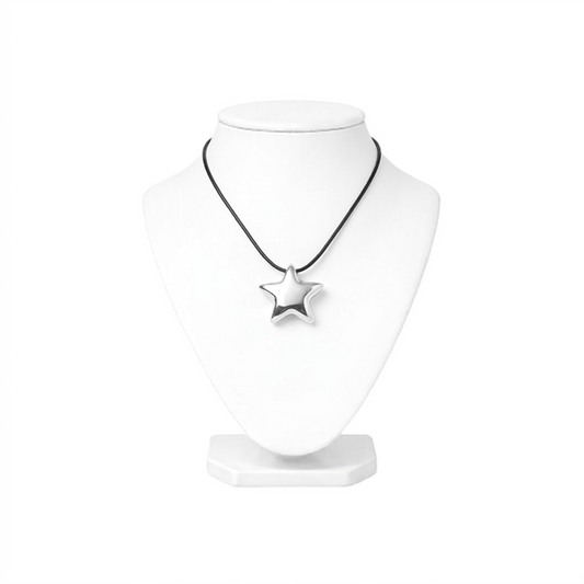 Black Cord Polished Star Pendant Necklace