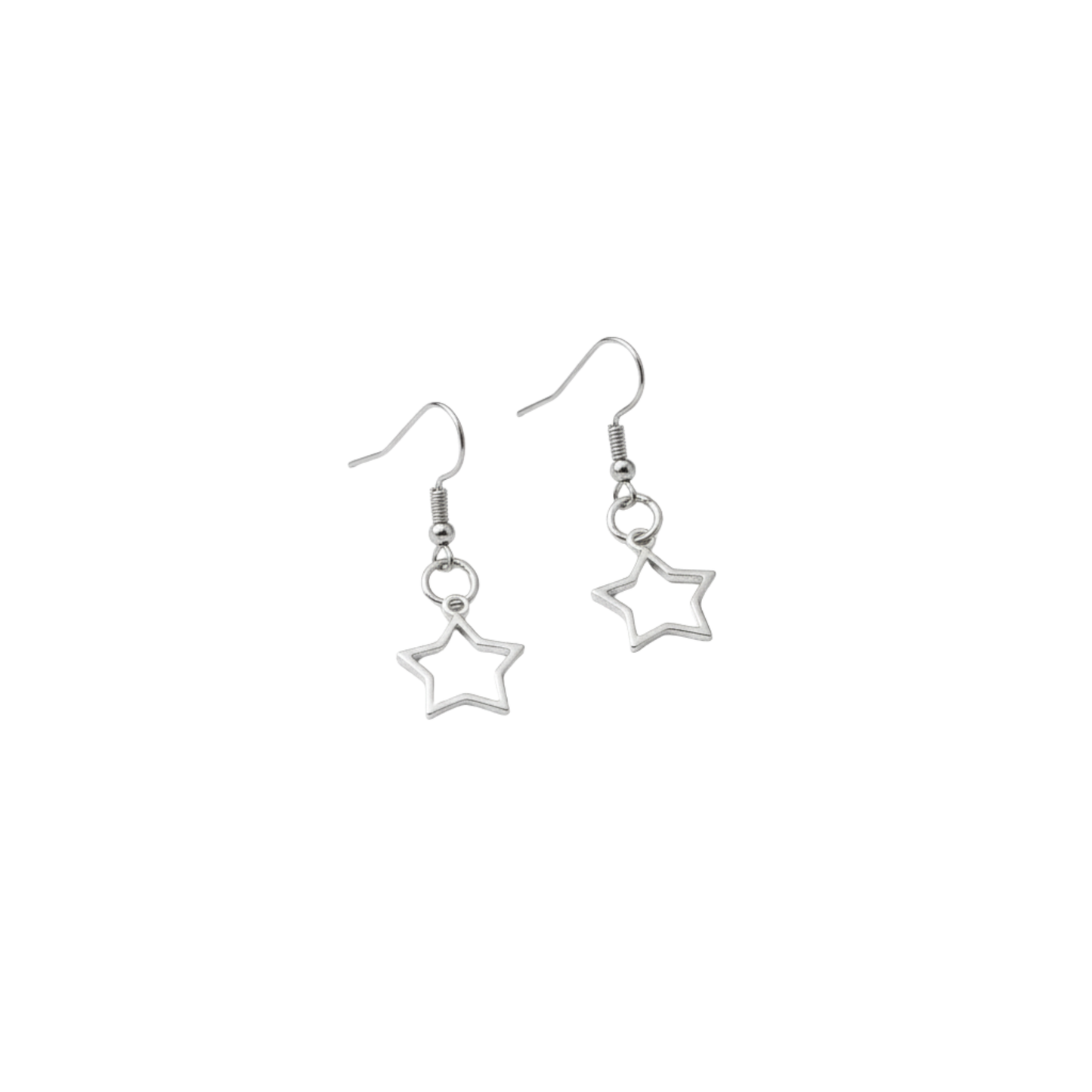 925 Sterling Silver Minimal Star Hook Earrings
