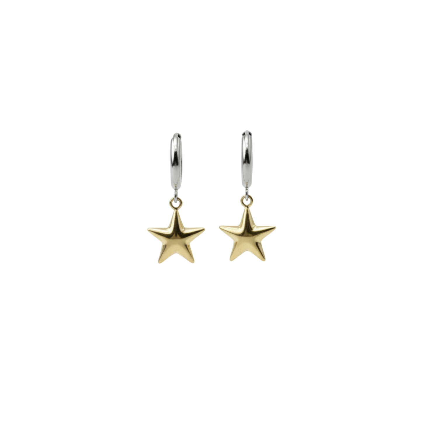 18K Gold Plated Star Charm Hoop Earrings