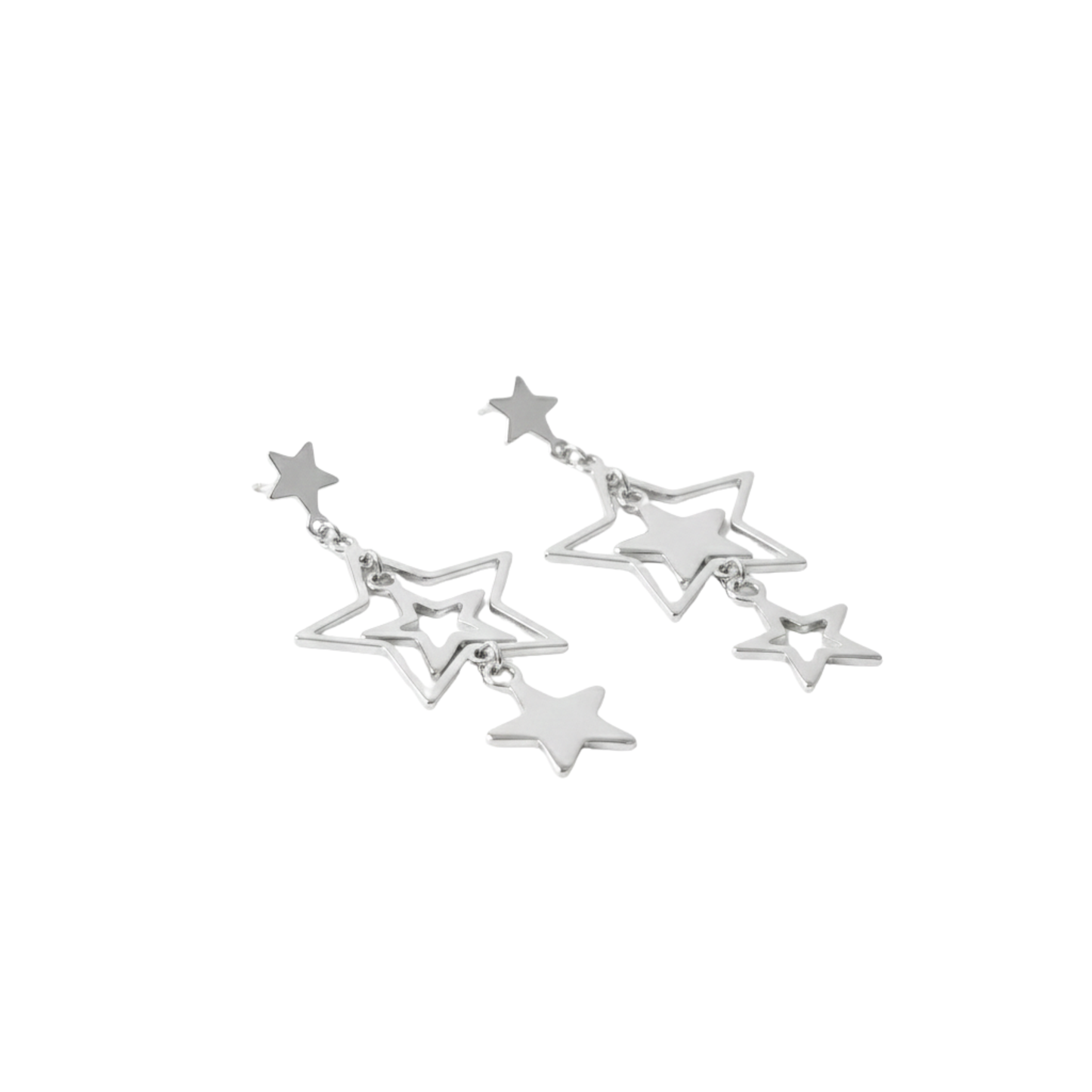 Multi-Layer Stainless Steel Star Drop Earrings