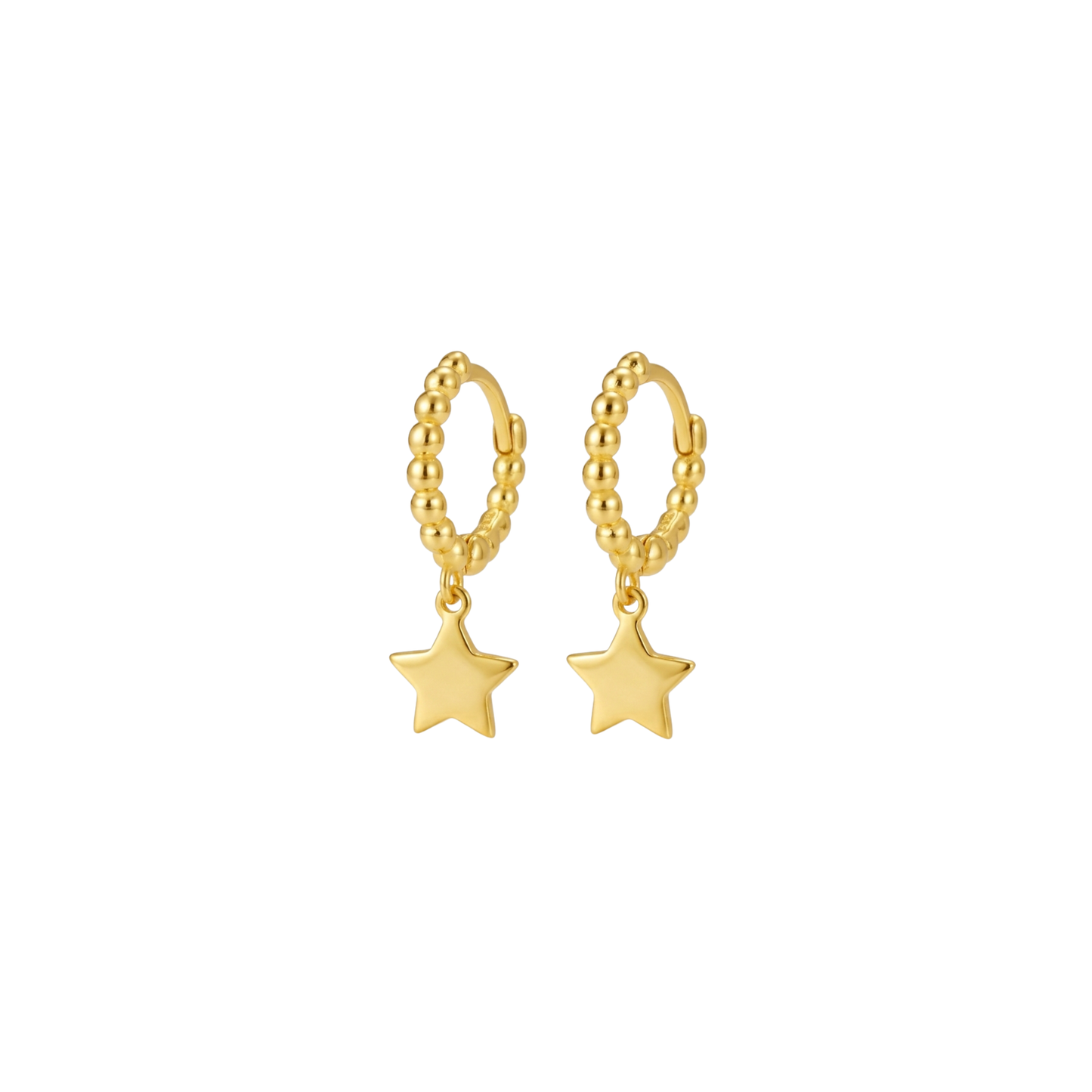 925 Sterling Silver Beaded Star Charm Earrings