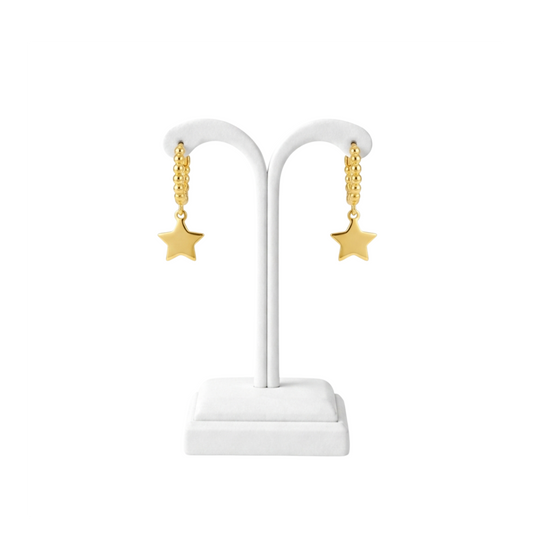 925 Sterling Silver Beaded Star Charm Earrings