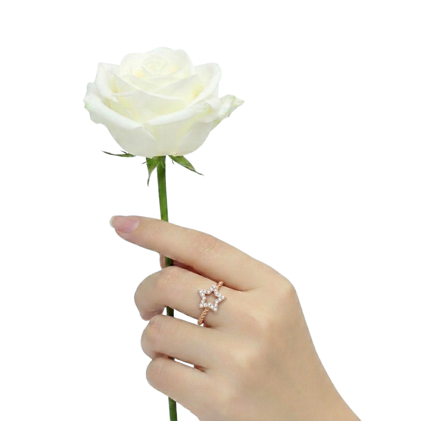 Diamond Star Bubble Band Ring