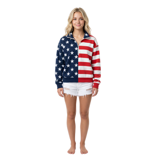 USA Flag Mockneck Sweatshirt