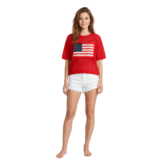 Flag Crochet Sweater Top