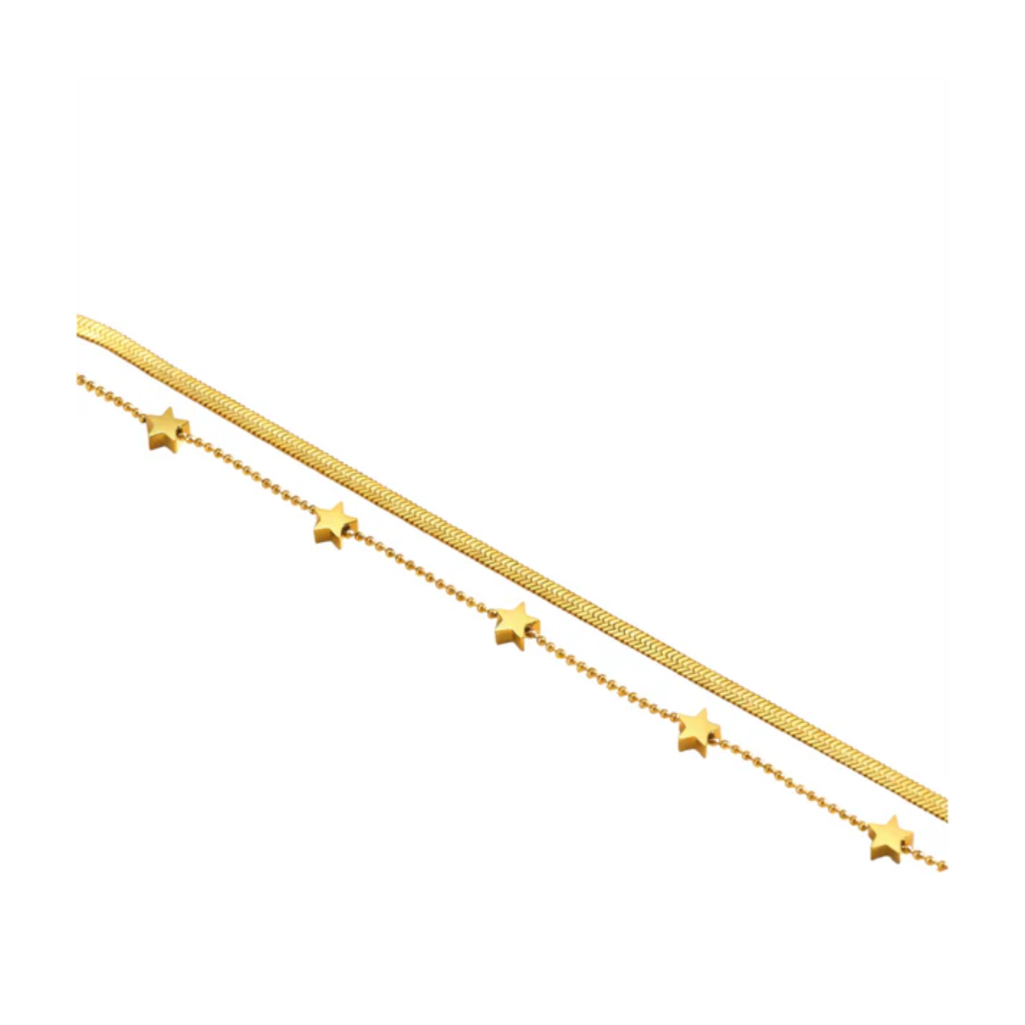 18K Gold Plated Double Star Snake Chain Bracelet