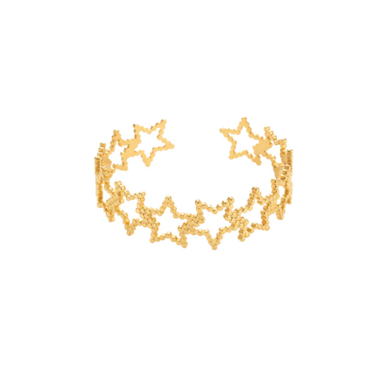 18K Gold Plated Hollow Star Cuff Bracelet