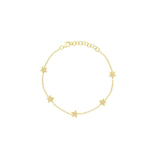 Gold CZ Star Chain Bracelet