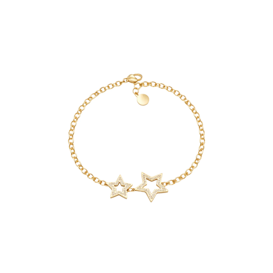 Zircon Double Star Charm Bracelet