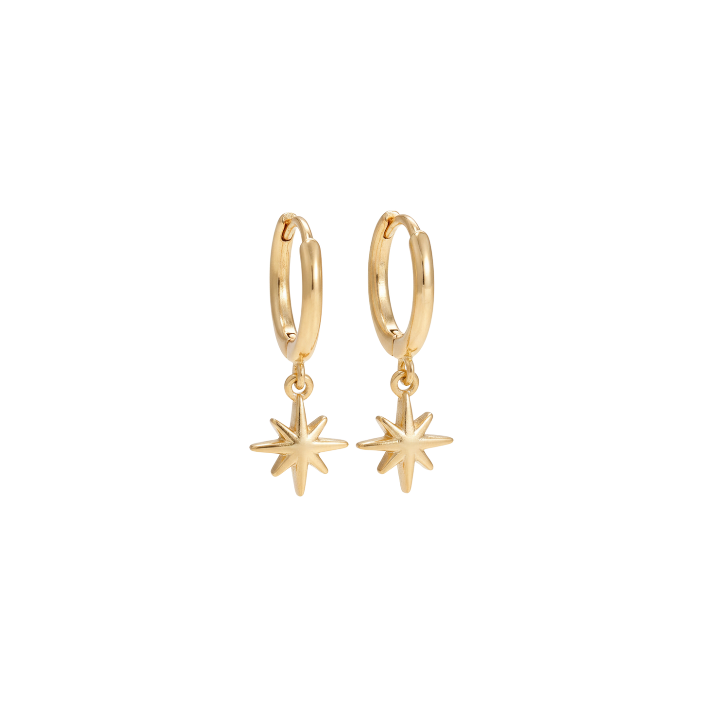 Eight Point Star Hoop Earrings