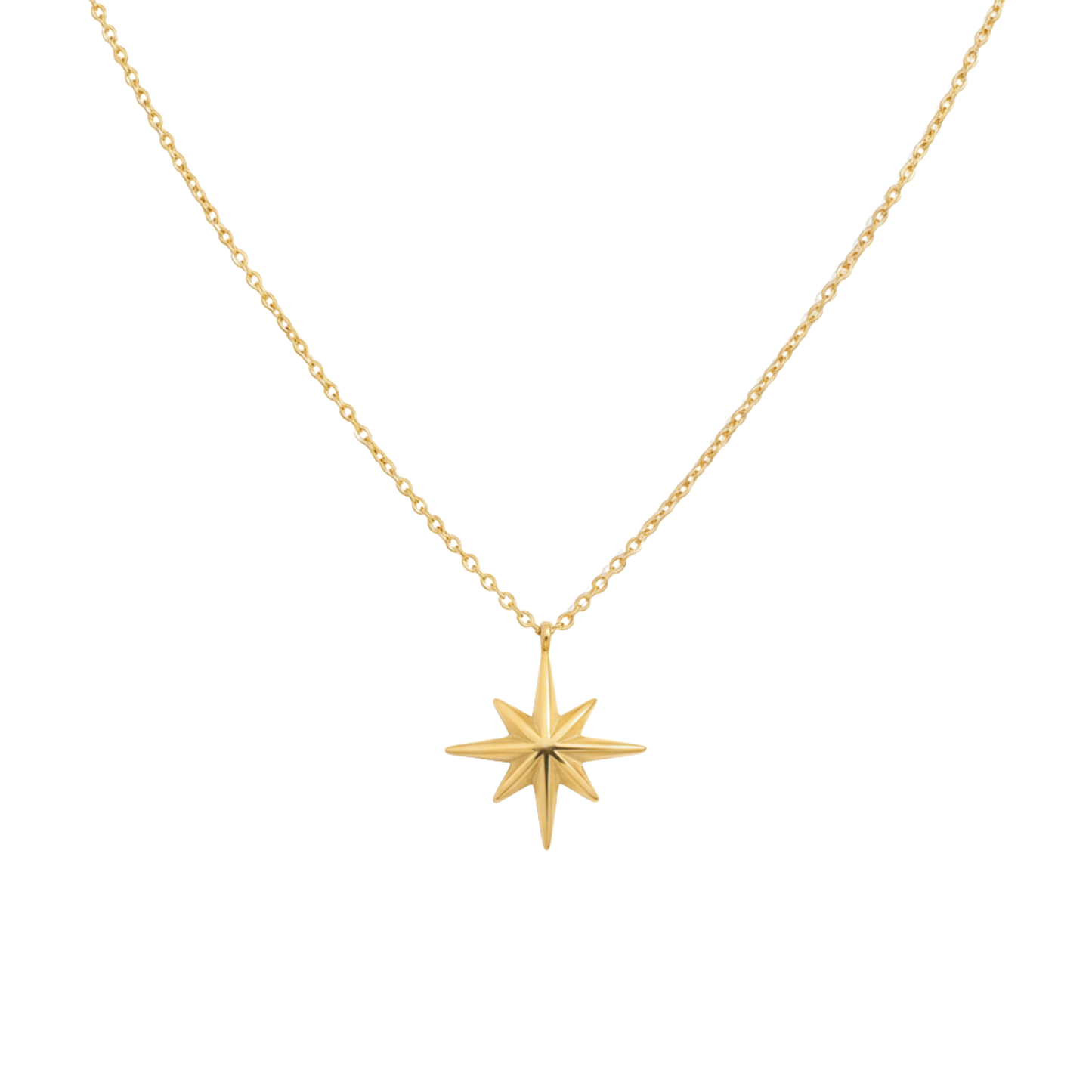 Eight-Point Star Gold Pendant Necklace