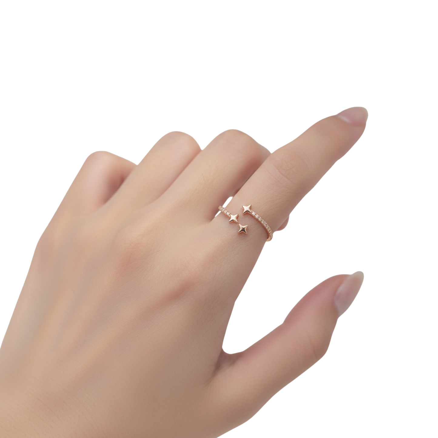 Triple Star Open CZ Ring