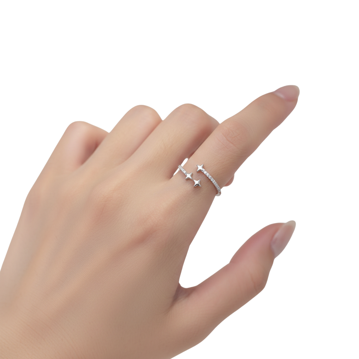 Triple Star Open CZ Ring