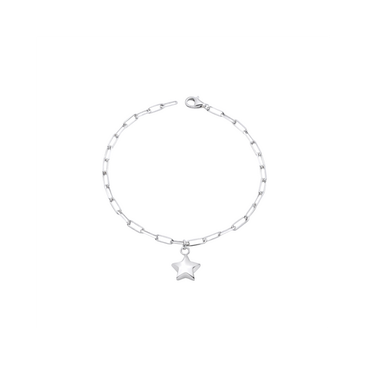 925 Sterling Silver Bubble Star Chain Anklet