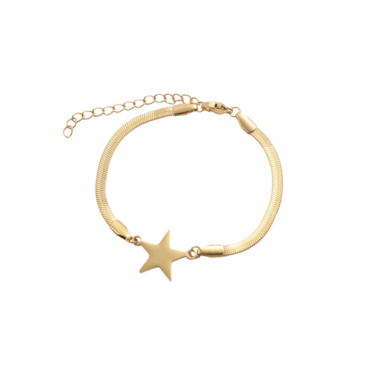 Gold Plated Star Snake Chain Bracelet
