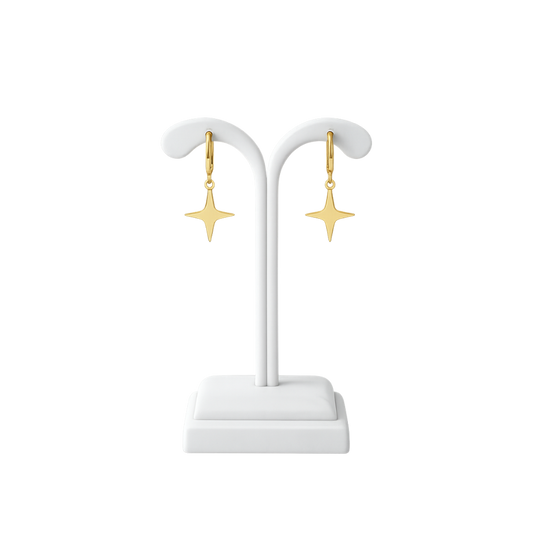 Minimal Star Drop Hoop Earrings