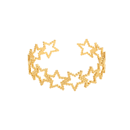 18K Gold Plated Hollow Star Cuff Bracelet