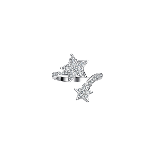 Iced Double Star Moissanite Ring