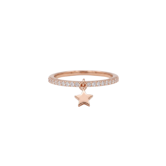 Dangle Star Pavé Silver Ring