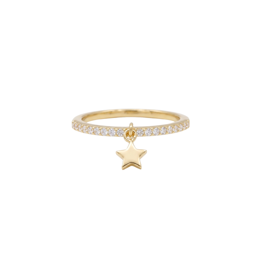 Dangle Star Pavé Silver Ring