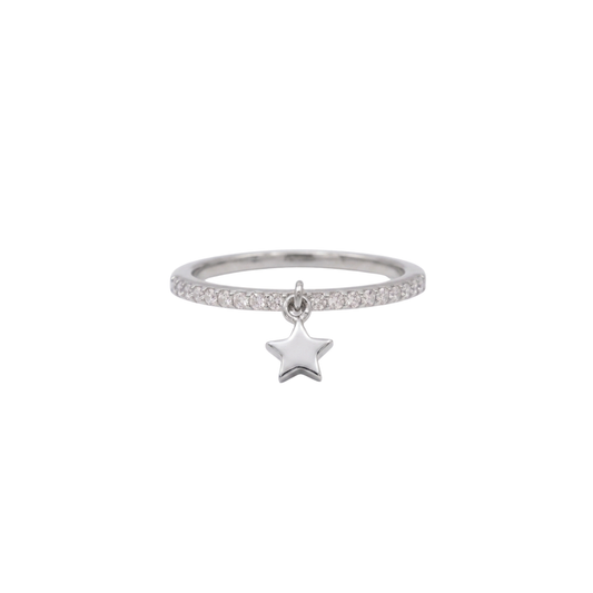 Dangle Star Pavé Silver Ring
