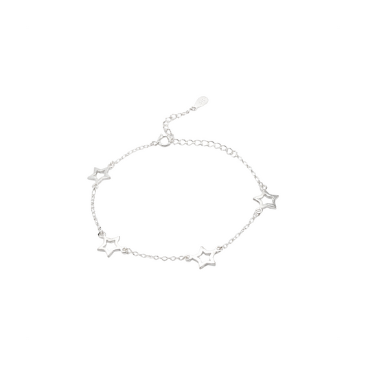 Sterling Silver Hollow Star Chain Bracelet