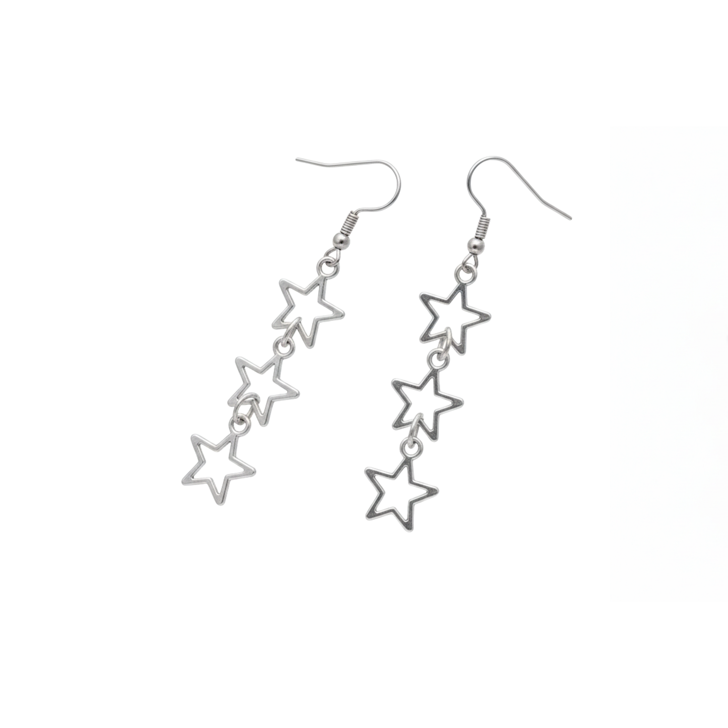 Triple Hollow Star Drop Earrings