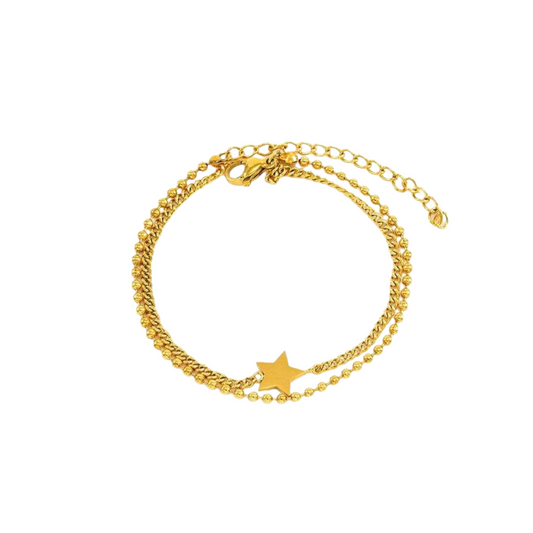 Gold Twisted Star Charm Bracelet