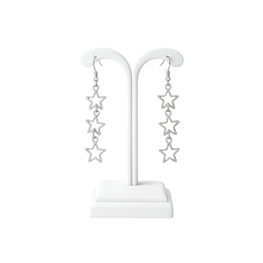 Triple Hollow Star Drop Earrings