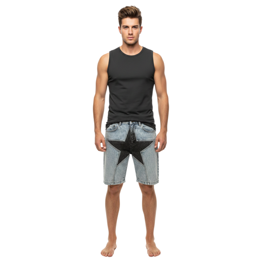 Star Patch Denim Jorts
