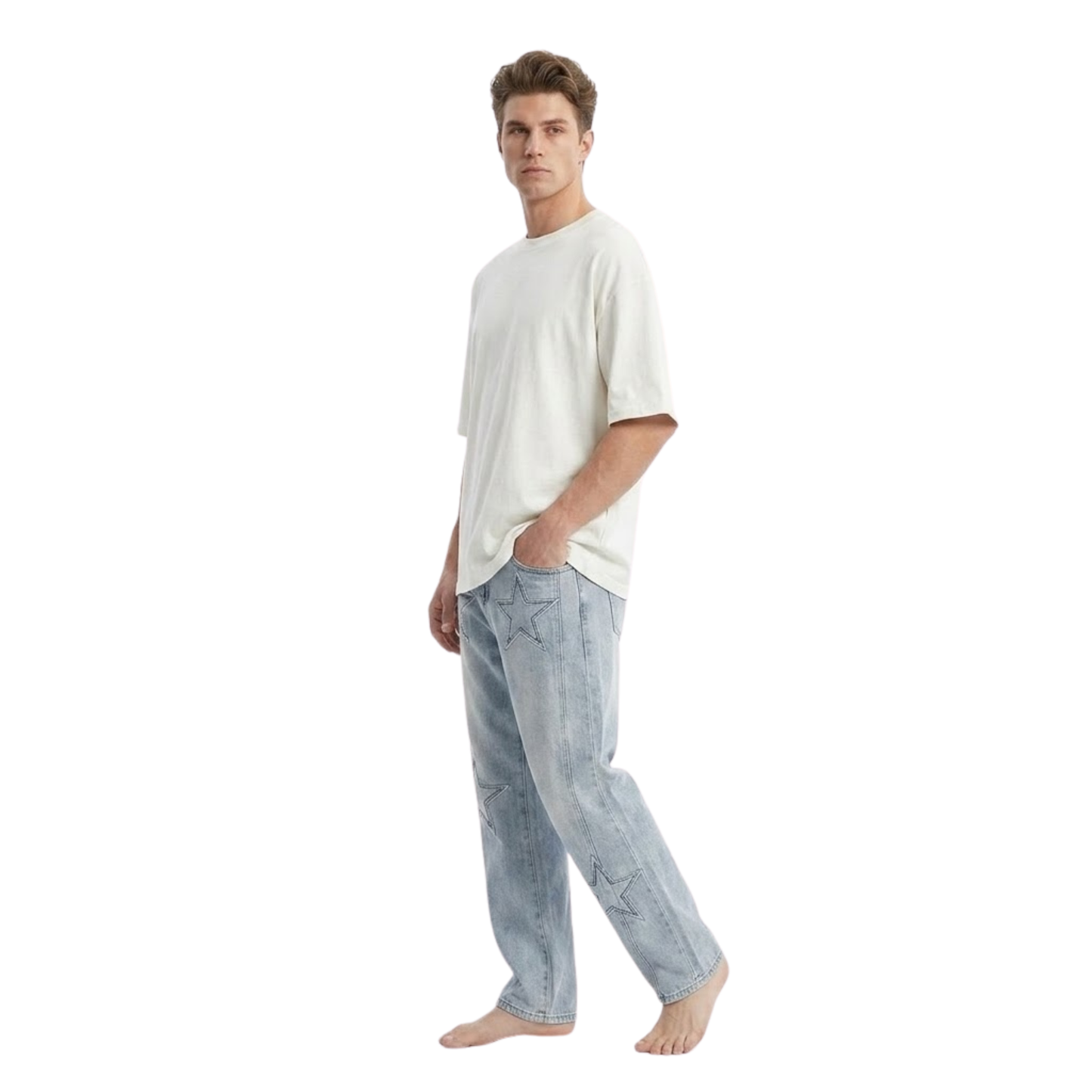 Star Patch Straight Jeans