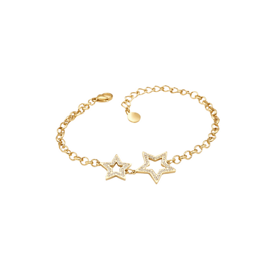 Zircon Double Star Charm Bracelet