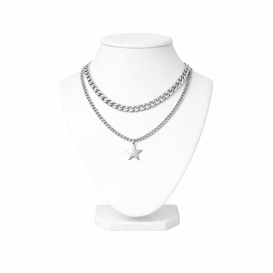 Layered Star Pendant Necklace for Men