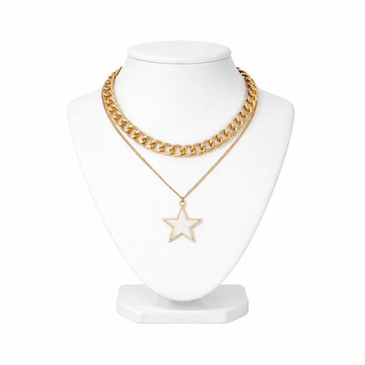 Double Layer White Star Pendant Necklace