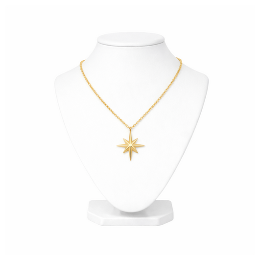 Eight-Point Star Gold Pendant Necklace