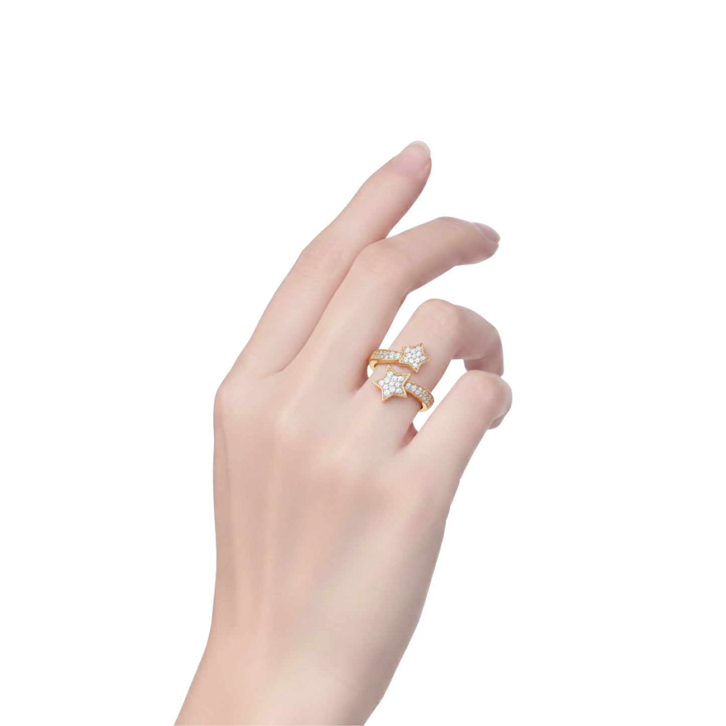 Twin Star Pavé Open Ring