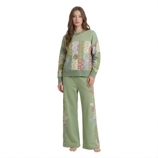 Patchwork Star Wide Leg Pants