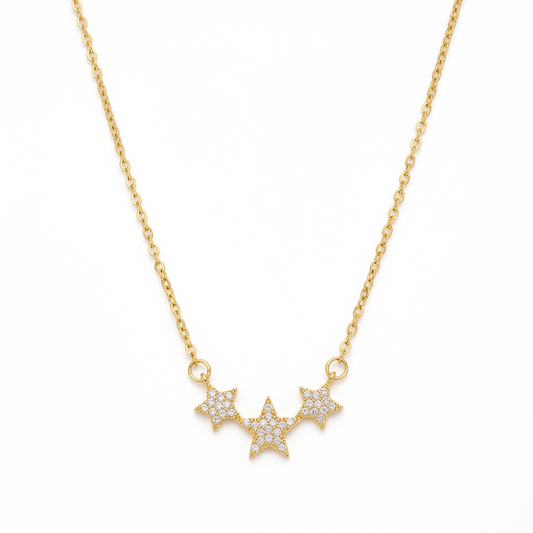 Triple Crystal Star Necklace