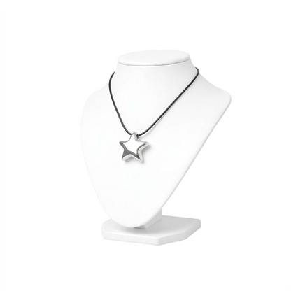 Black Cord Polished Star Pendant Necklace