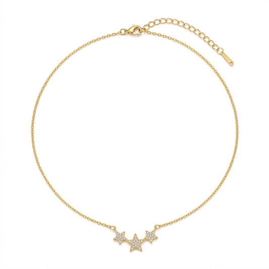 Triple Crystal Star Necklace