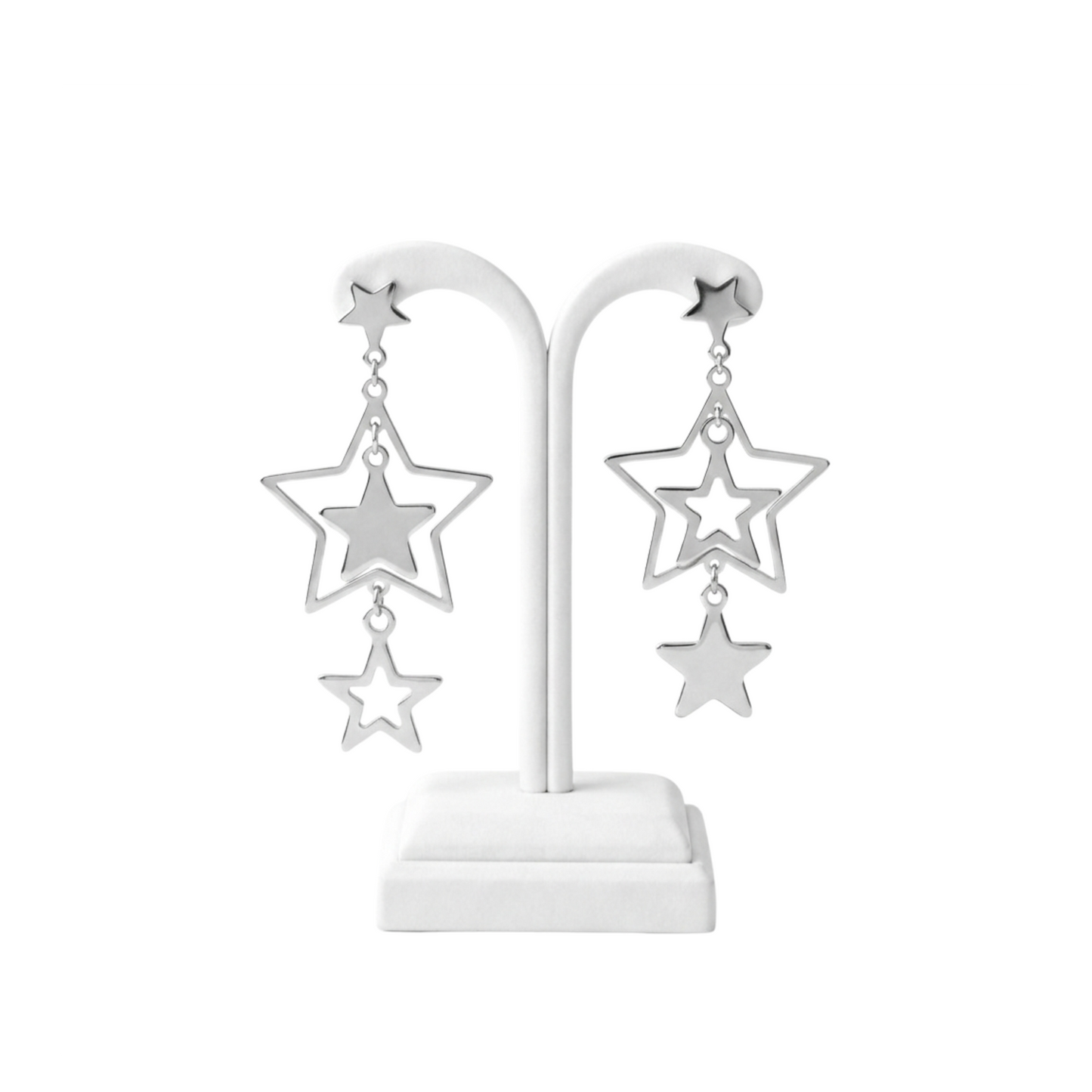 Multi-Layer Stainless Steel Star Drop Earrings