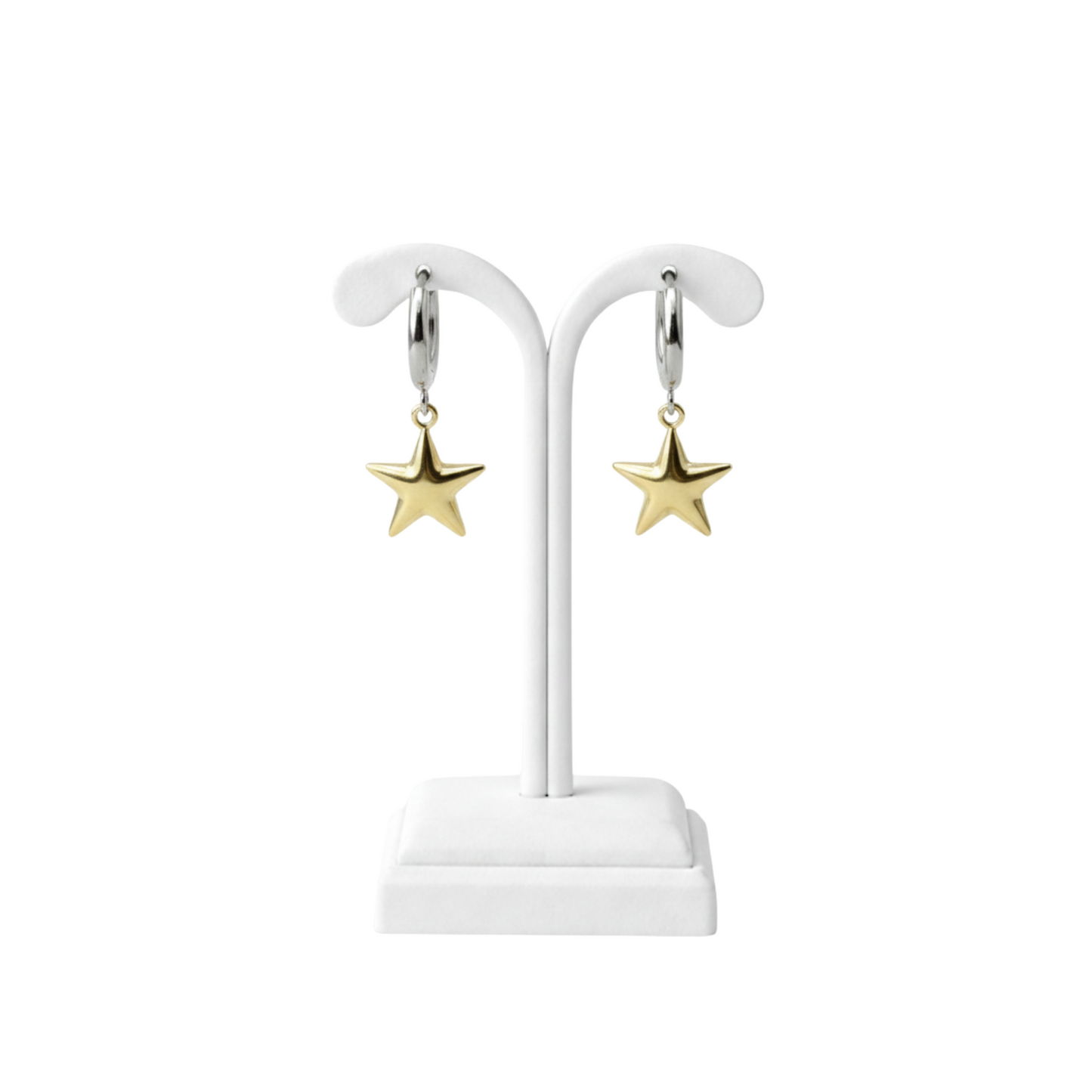 18K Gold Plated Star Charm Hoop Earrings