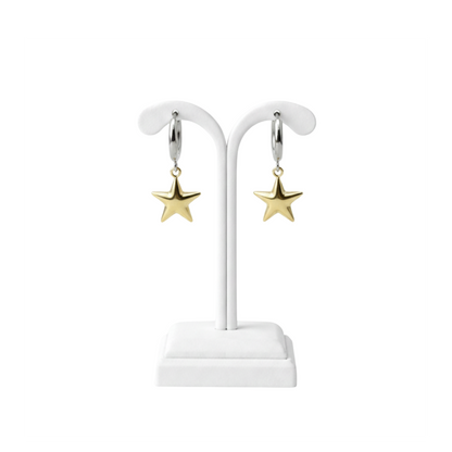 18K Gold Plated Star Charm Hoop Earrings