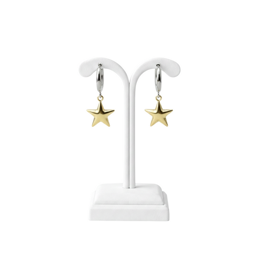 18K Gold Plated Star Charm Hoop Earrings