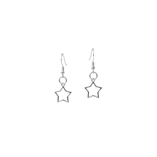 925 Sterling Silver Minimal Star Hook Earrings