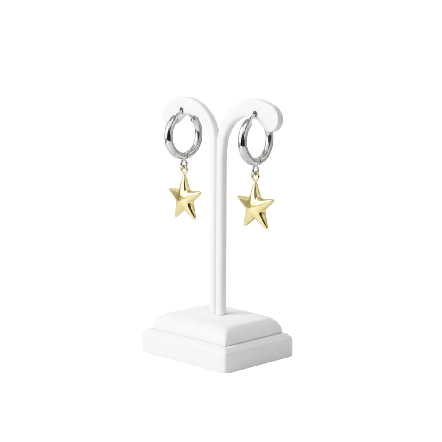 18K Gold Plated Star Charm Hoop Earrings