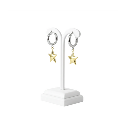 18K Gold Plated Star Charm Hoop Earrings