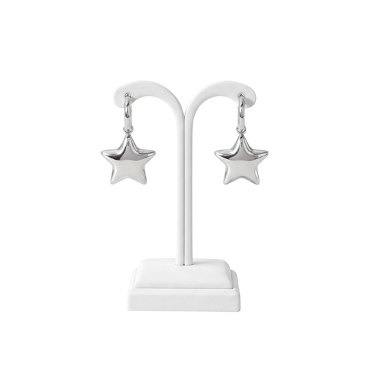 18K Gold PVD Puffy Star Hoop Earrings